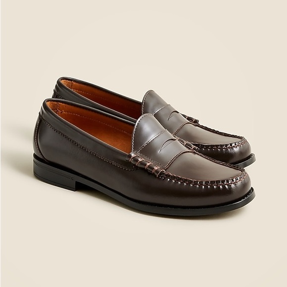 NIB J.Crew Camden Leather Loafers with Rubber Soles in Dress Brown